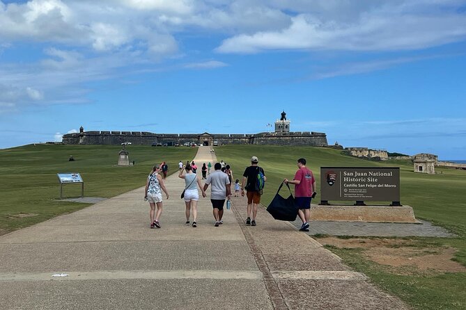 Old San Juan Historical Walk, Shopping, and Dining w/ Transport - Old San Juan walls, the original gate, and Morro-area views