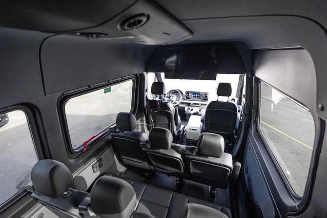 Puerto Rico Island Wide Private Transfers, 14Pax Lux Sprinter Van - Inside the Van: Space, Bags, AC, and Tech That Actually Helps