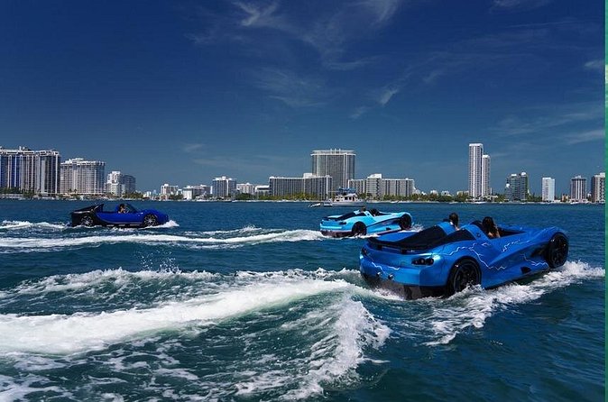 San Juan PR Watersports Car Rental Blue McLaren - The Blue McLaren-style jet car: speed, steering, and the no-brake feel